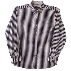 JOHNSTON & MURPHY Blue, White and Purple Gingham Shirt Sz: XL